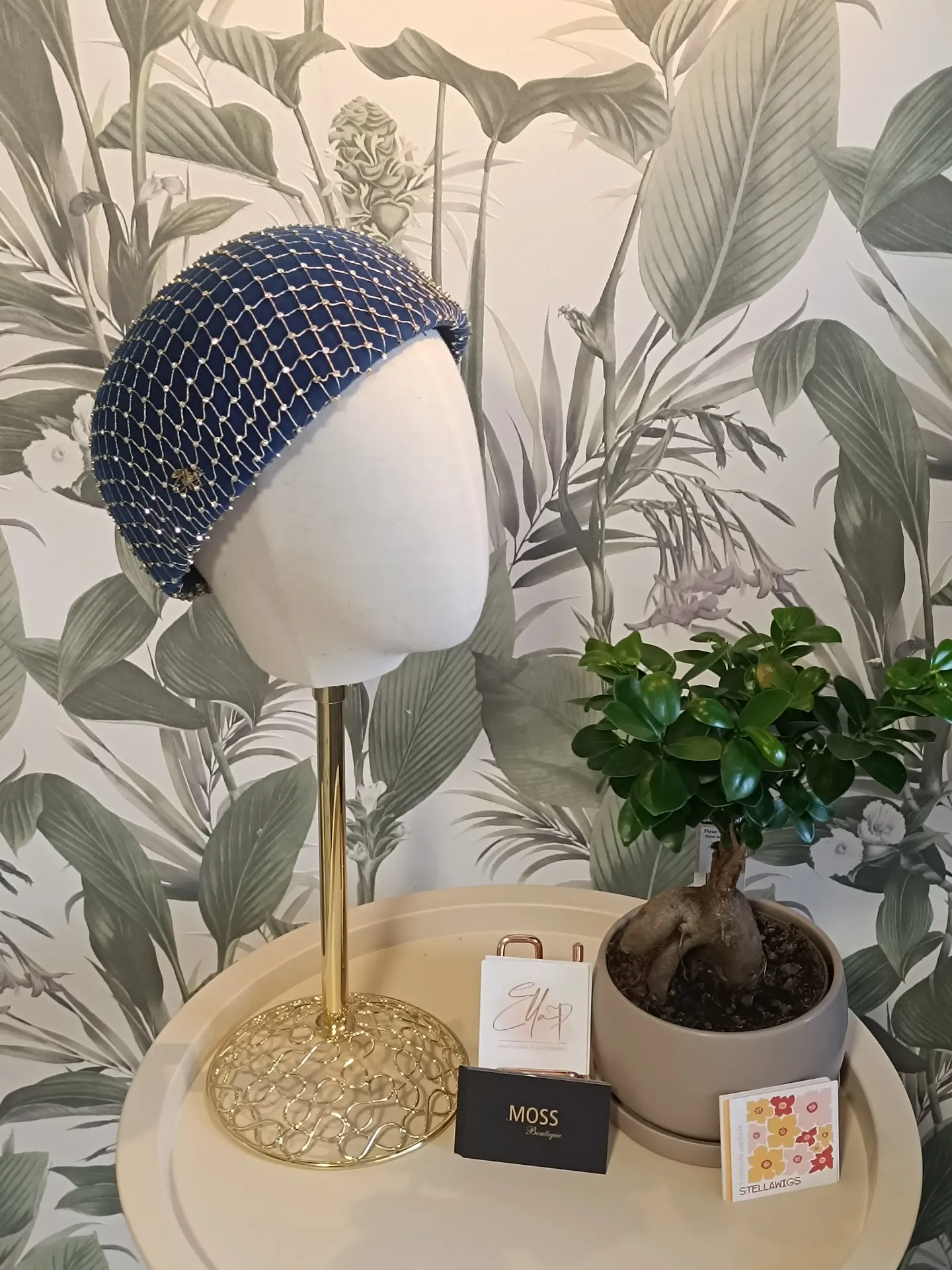 Toque avec voilage diamants